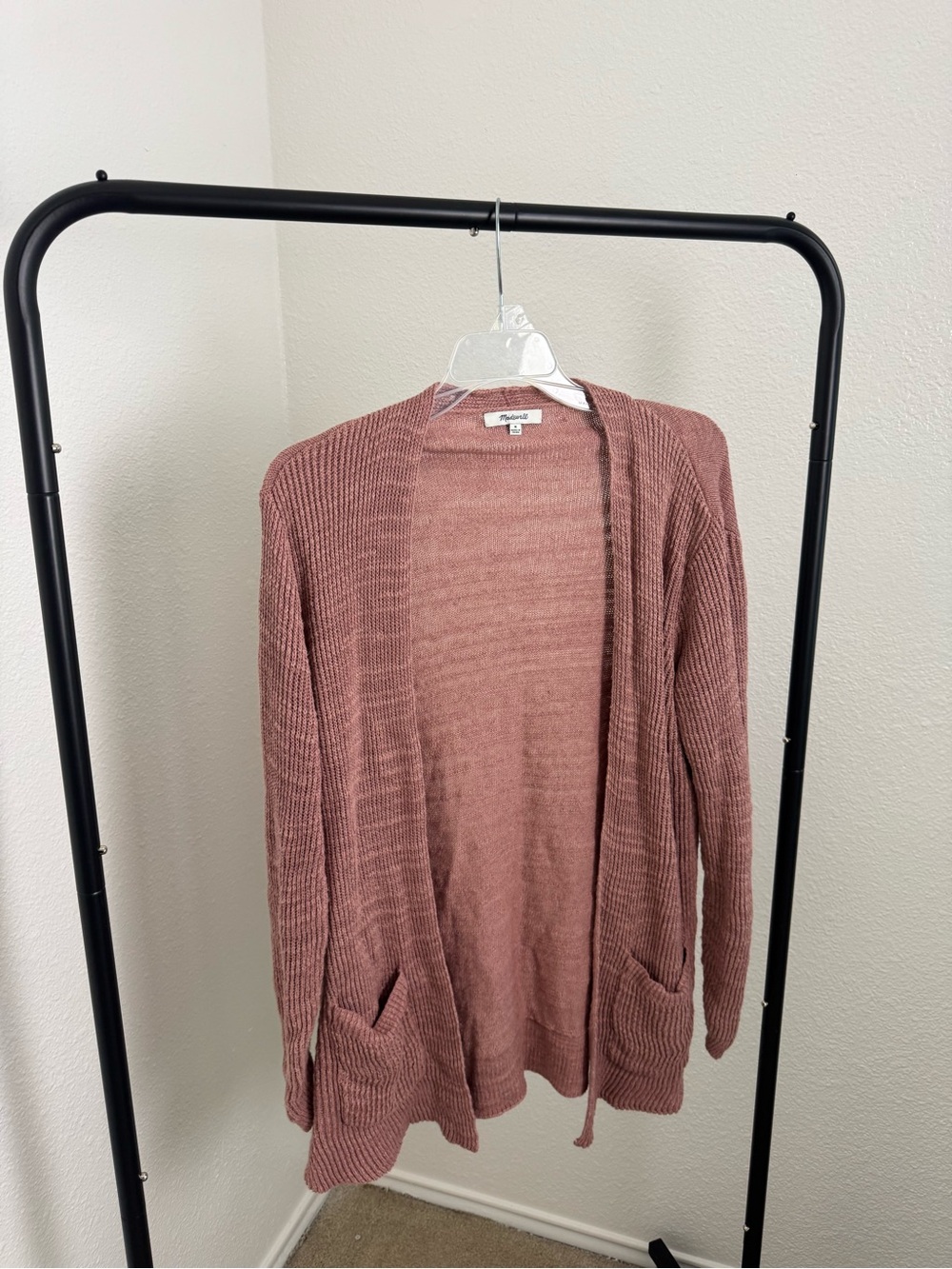 Madewell Open-Front Cardigan in Mauve